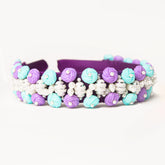 Elegant Beads Embellished Purple Hair Band