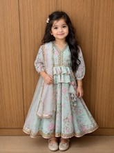 mint green anarkali