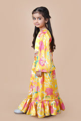 Yellow floral print top and palazzo