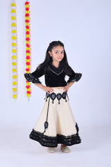 Shining Kanika embroidery black top and skirt - Black and Beige