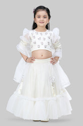 Off-white net Lehenga set for girls