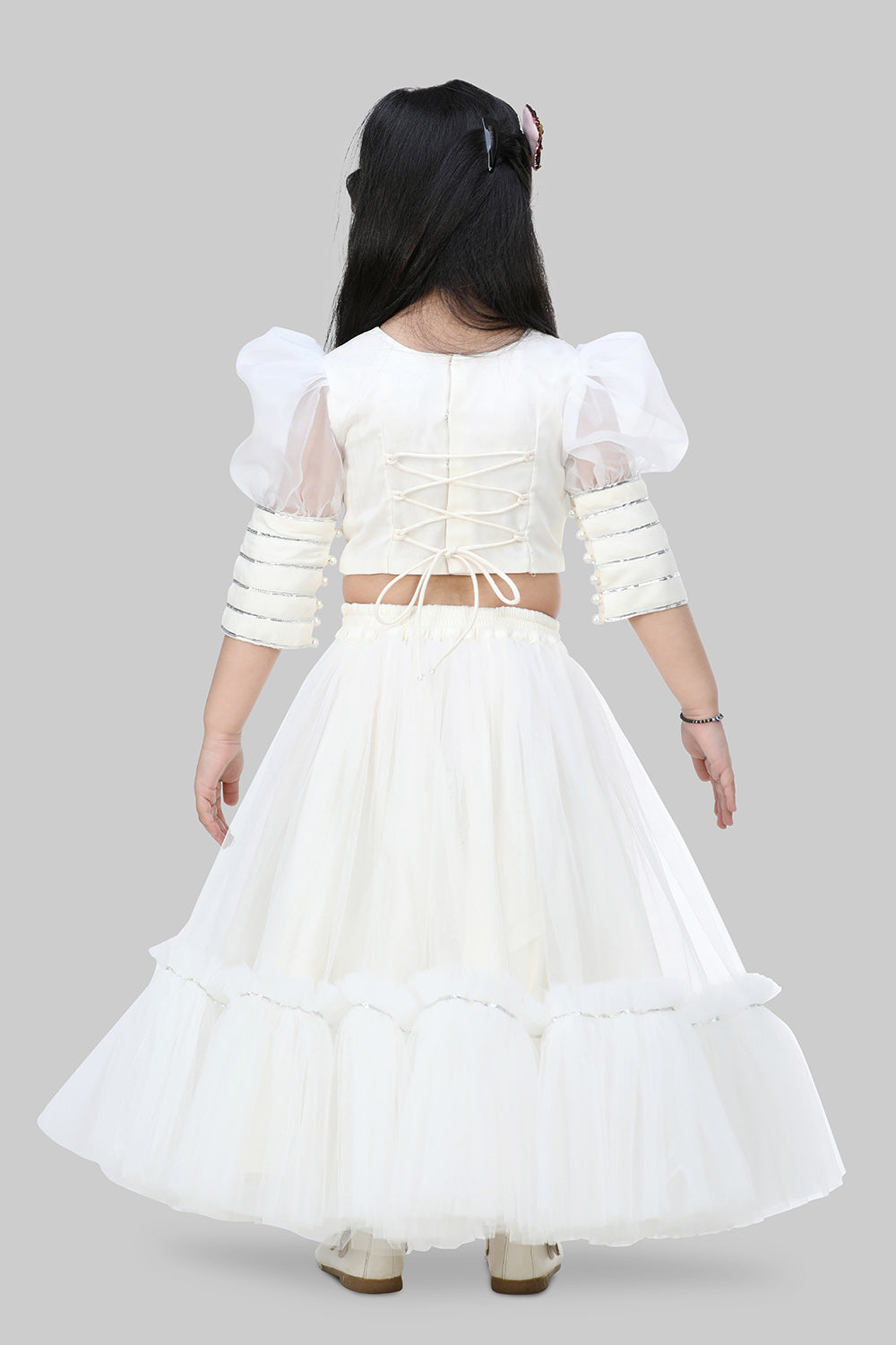 Off-white net Lehenga set for girls