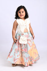 Hand Embroidered Butterfly Top And Sequins Work Lehenga With Bag