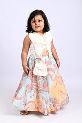 Hand Embroidered Butterfly Top And Sequins Work Lehenga With Bag