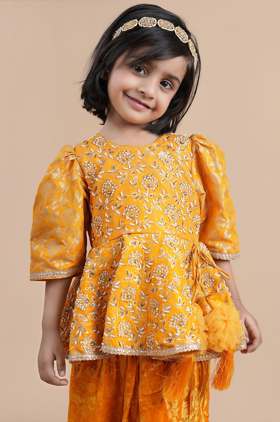 Hand embellish Peplum dhoti set