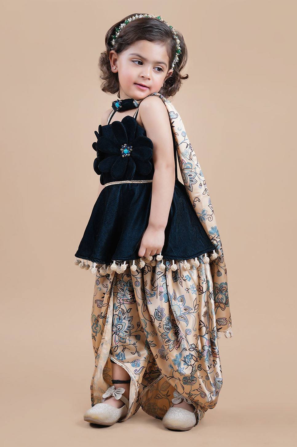 Petal perfection Peplum dhoti set with dupatta