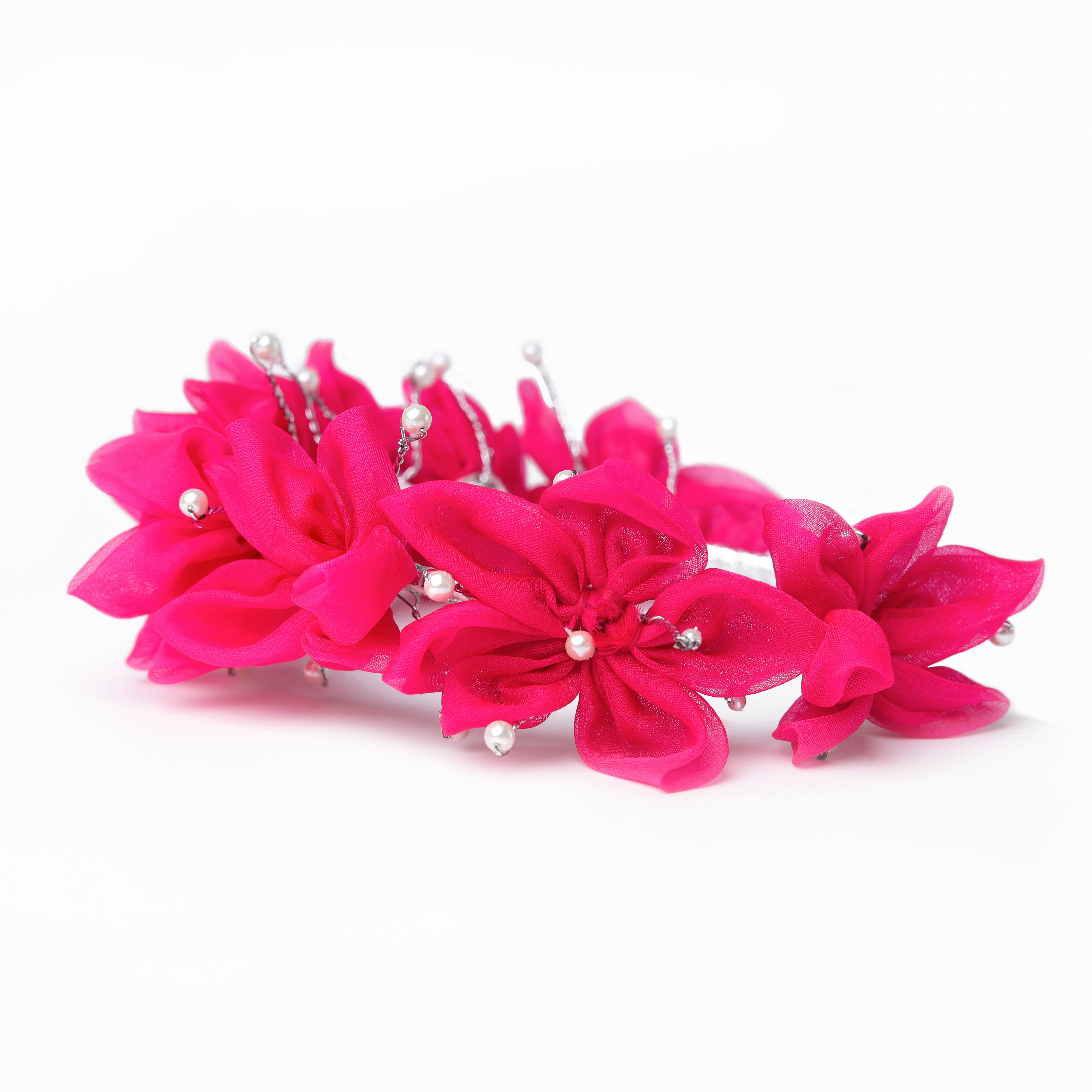 Flowers Embellished Hot Pink Hair Band