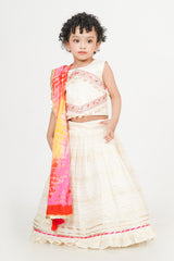 Lace work top with lehenga And multi color dupatta