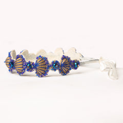 Uniqe blue and gold shells hand embellished hair bands