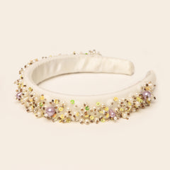 Elegant Pearls And Beads Embellished Off White Hair Band