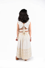 Elegant thread embroidered off white top and palazzo