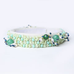 Green & white beads hand work hair bands