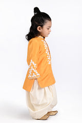 Hand embordered yellow kurta and dhoti