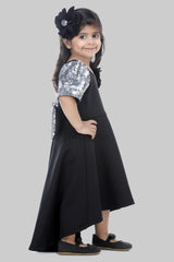 Black Sequin Embroidered Dress For Girls