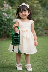 Green Beaded Mini Bag for Kids | Cute Handbag for Girls