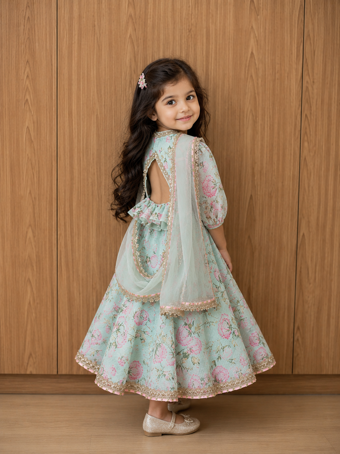 mint green anarkali