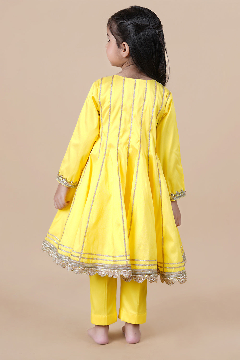 Yellow angrakkha style Anarkali with pant