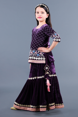 Heavy hand embroidered kurti sharara with pink duppatta