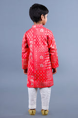 Pocket Detail Salmon Pink Sherwani And Off White Pyjama