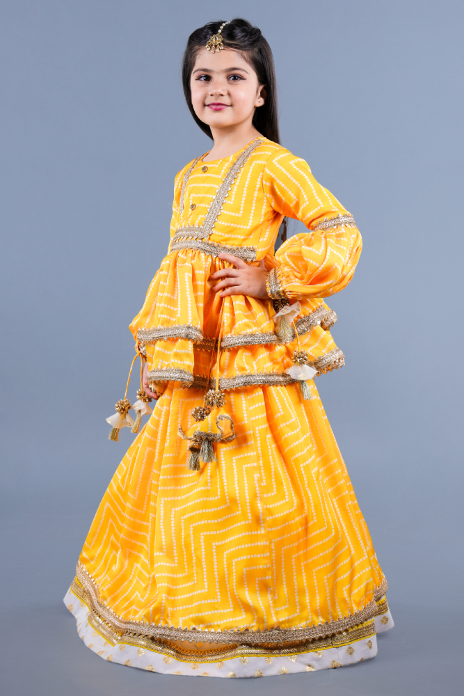 Yellow Layered Lehenga Set