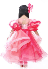 Pink Double tone drape gown with twisted hair accessories