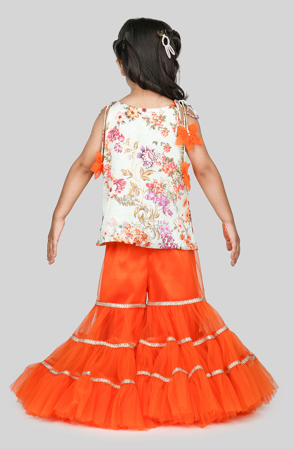 Printed kurti and orange sarara