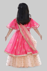 Pink Chanderi Layered Anarkali For Girls