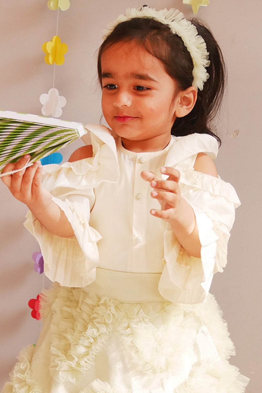 Mint green lehenga and frill work top