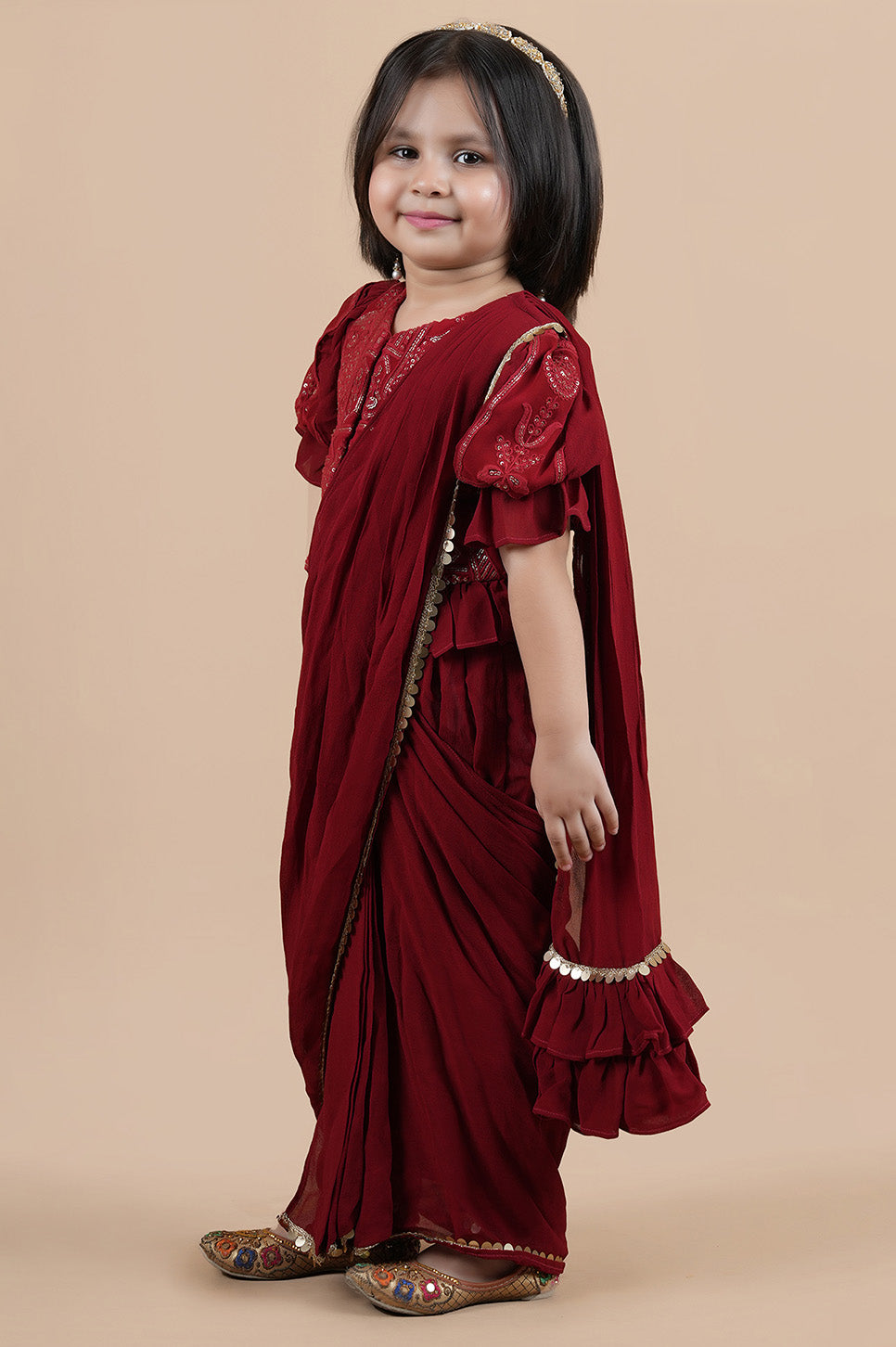 Beautifull embroidered top with saree drape dhoti