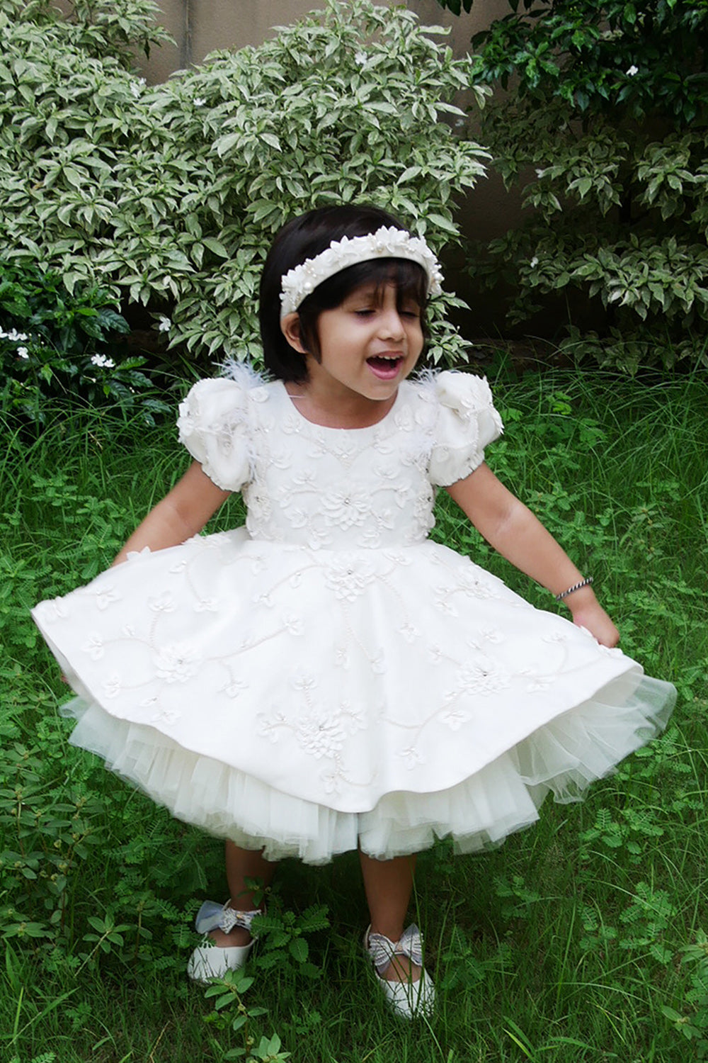 Hand embroidered white dress