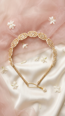 Artificial White Stones And Beads Work String Hair Band