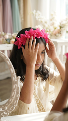Flowers Embellished Hot Pink Hair Band