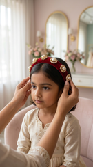 Beautiful Maroon Pearly Velvet Hair Band