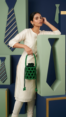 Green Beaded Mini Bag for Kids | Cute Handbag for Girls