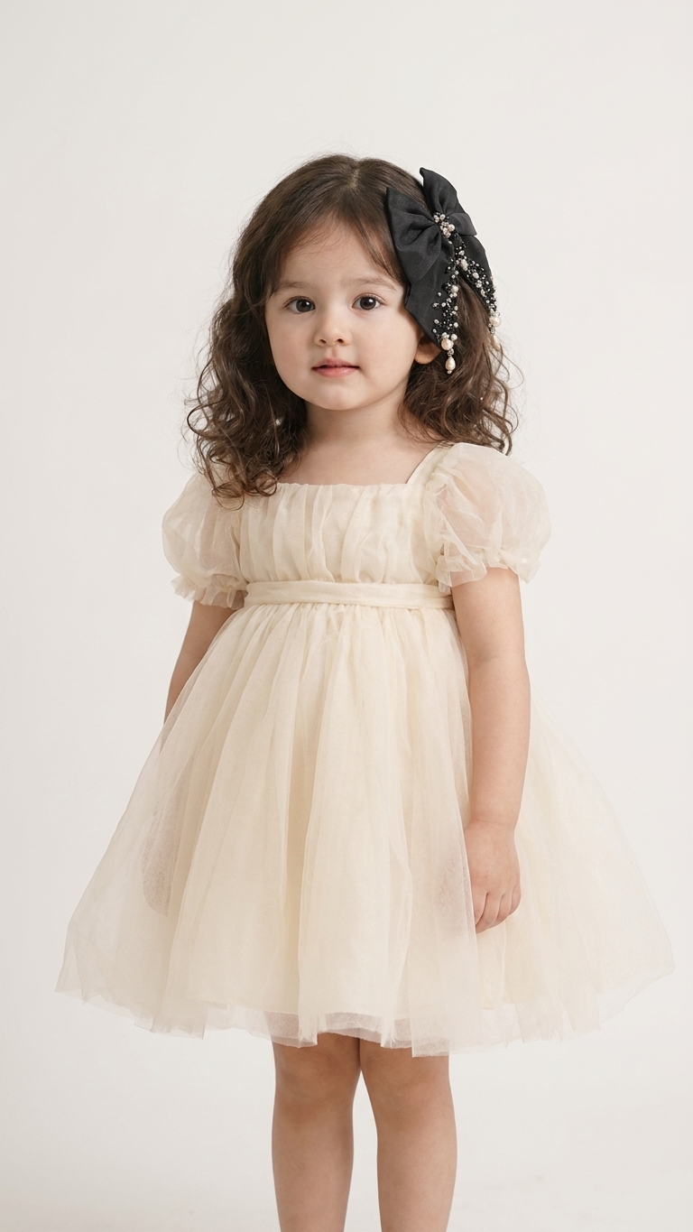 Black Pearl Bow Hair Clip for Girls | Premium Kids Hair Accessory