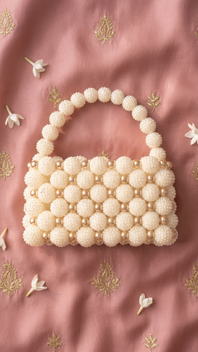 Handmade Pearl Bead Bag for Kids | Premium Mini Occasion Purse