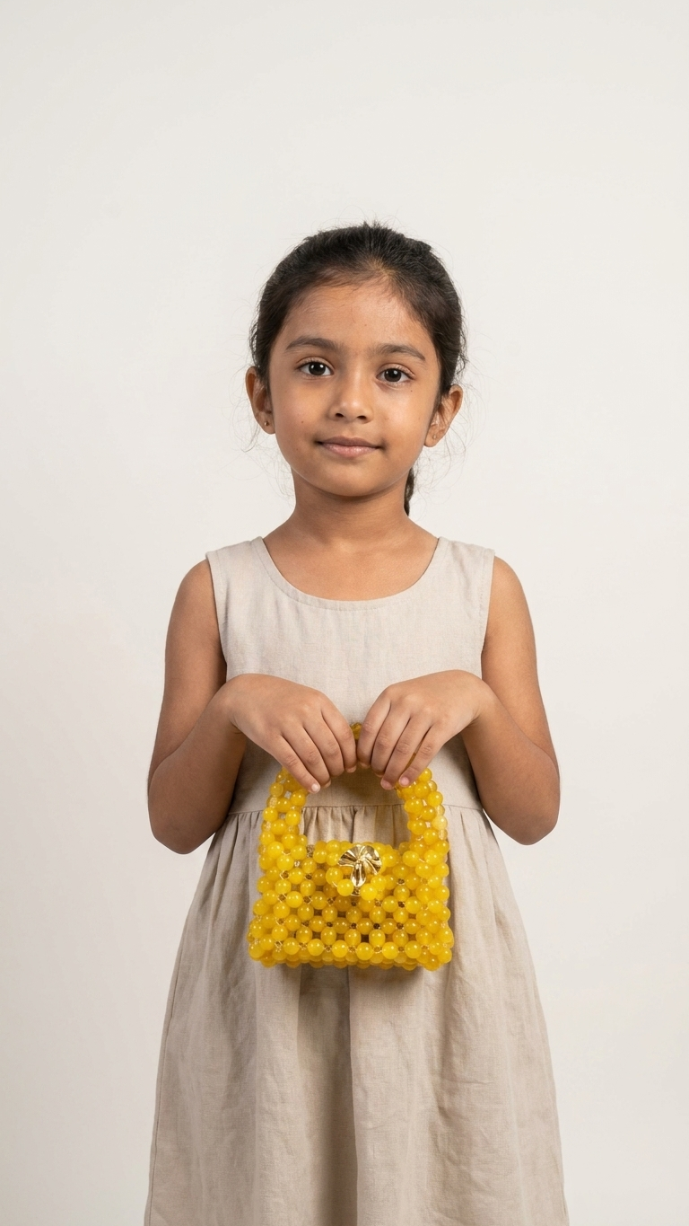 Cute Yellow Beaded Mini Bag