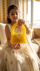 Cute Yellow Beaded Mini Bag