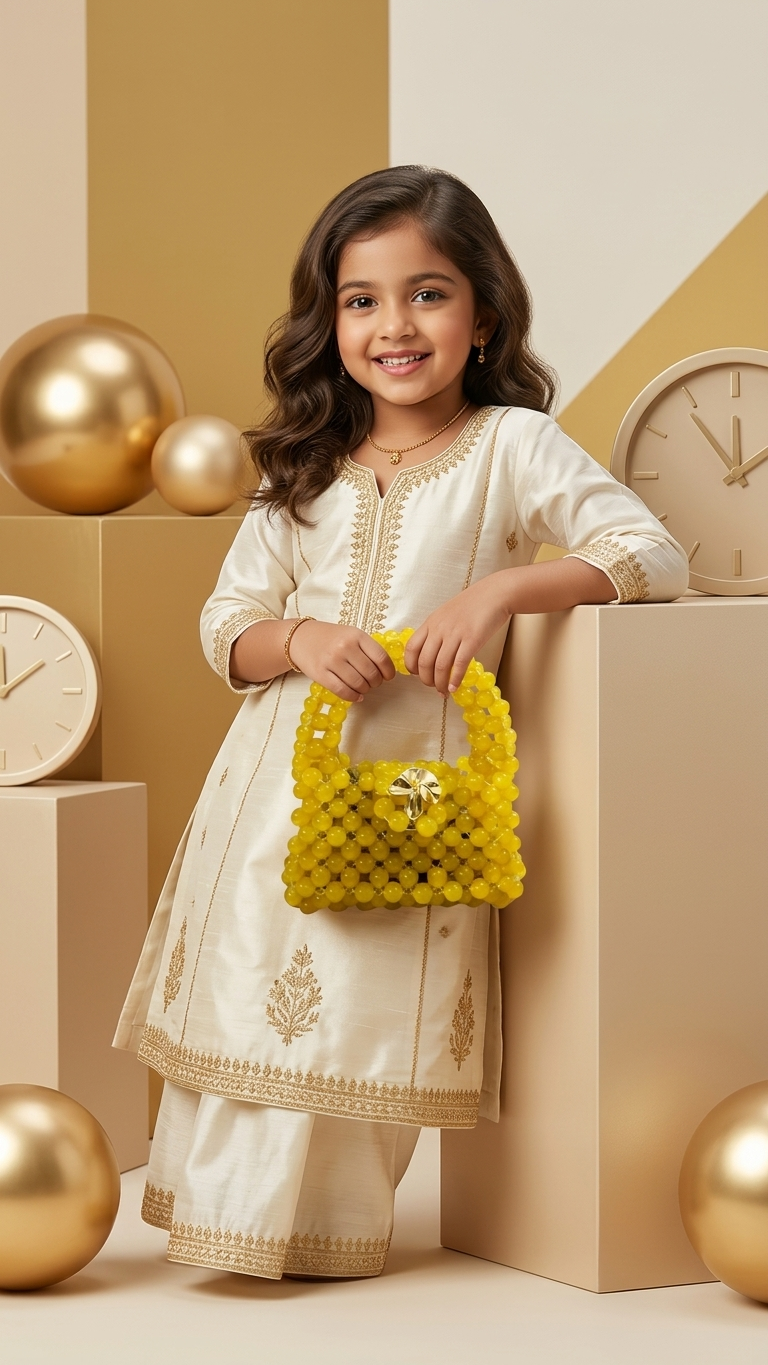 Cute Yellow Beaded Mini Bag