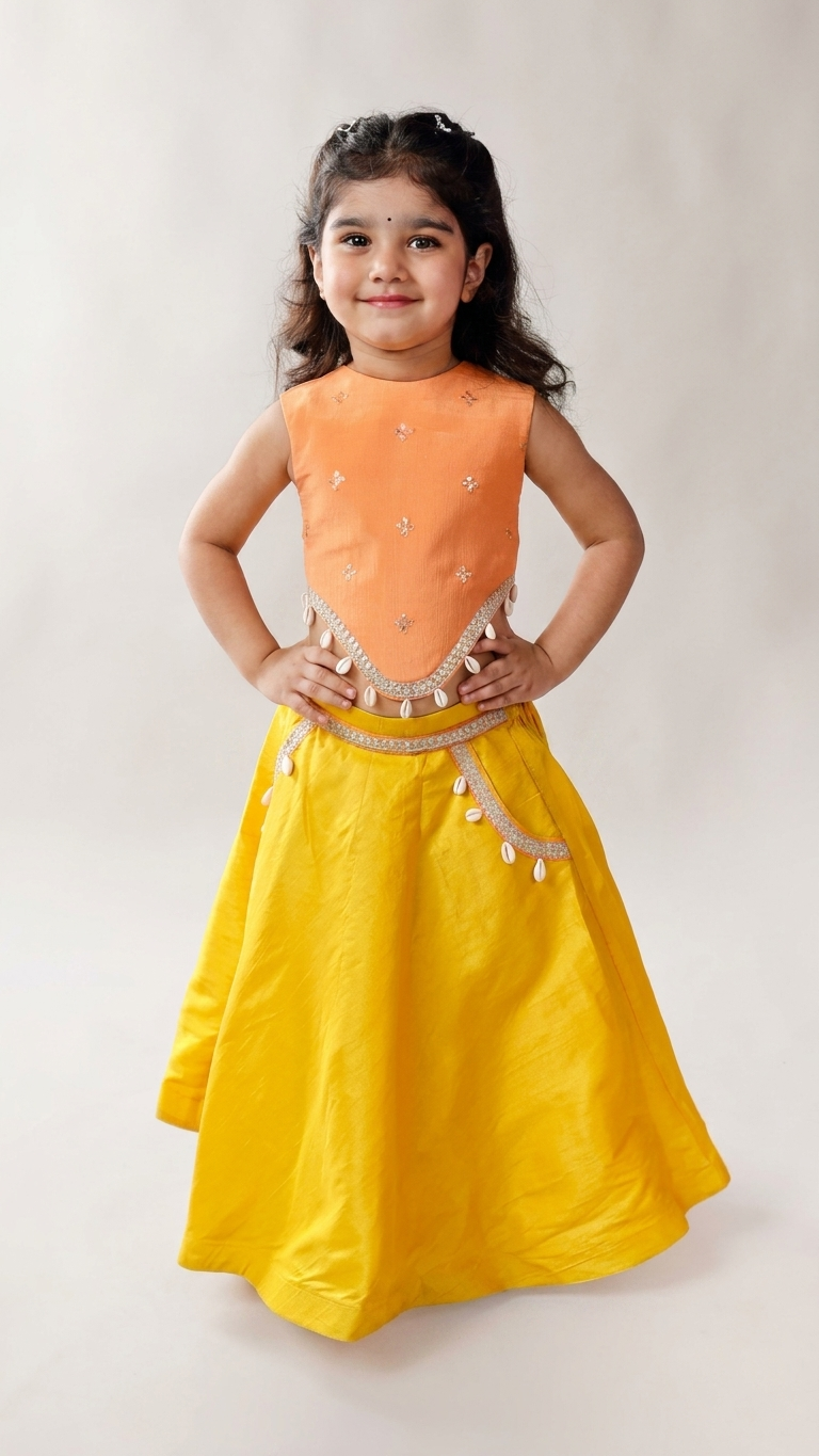 Orange and Yellow lehnga