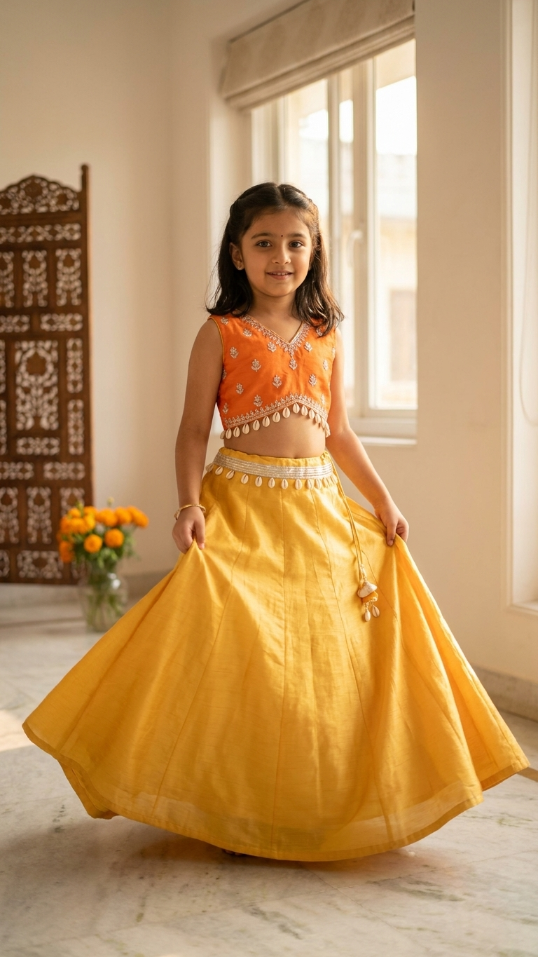 Orange and Yellow lehnga
