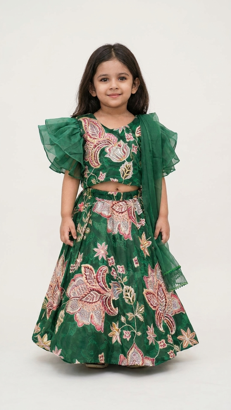 “Grace in Green — Perfect Festive Look for Little Princesses”