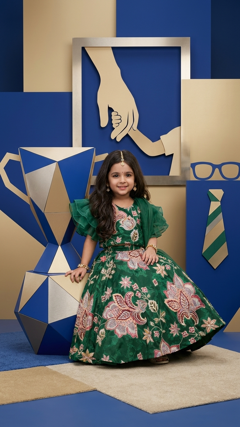 “Grace in Green — Perfect Festive Look for Little Princesses”