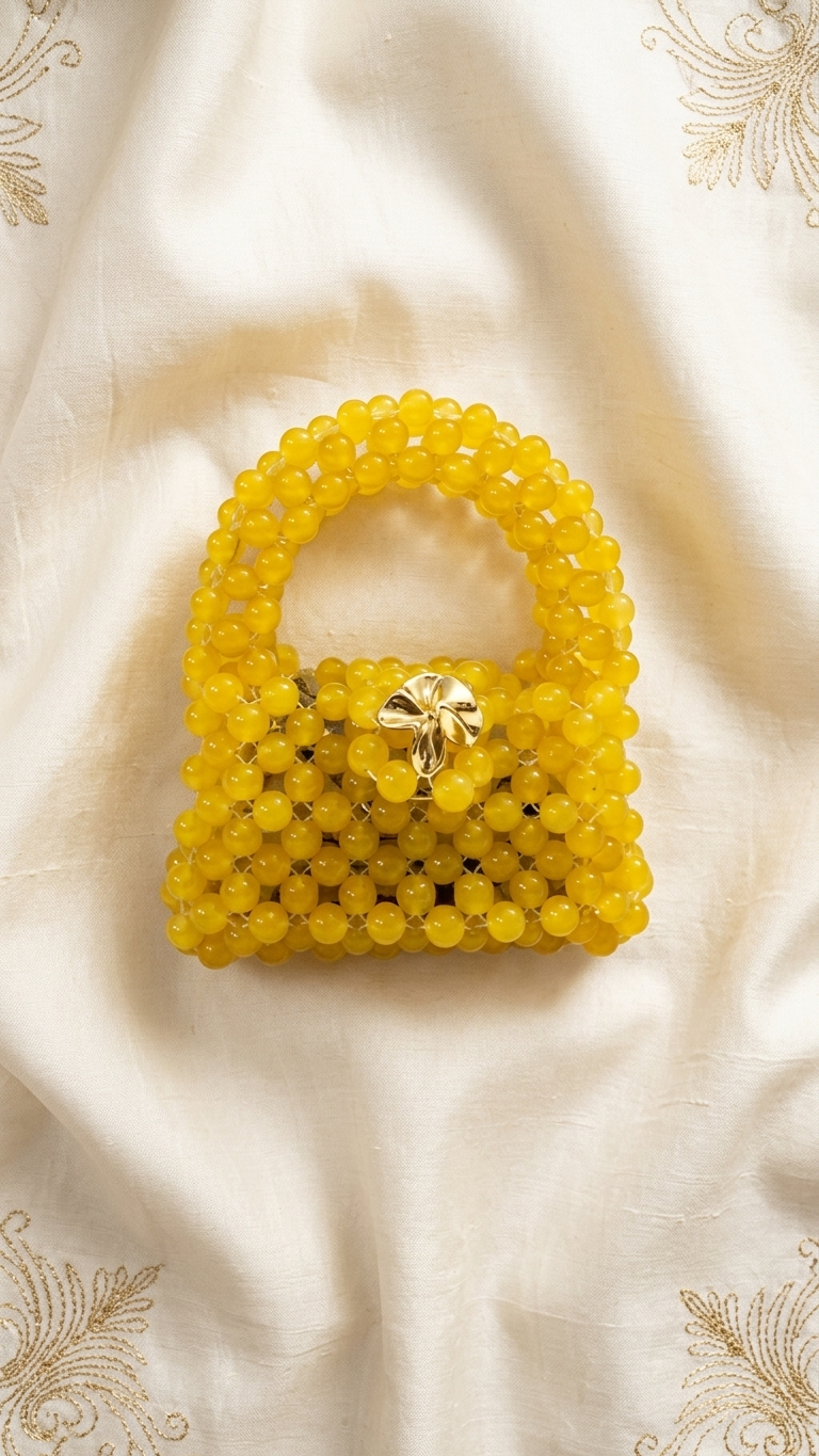 Cute Yellow Beaded Mini Bag